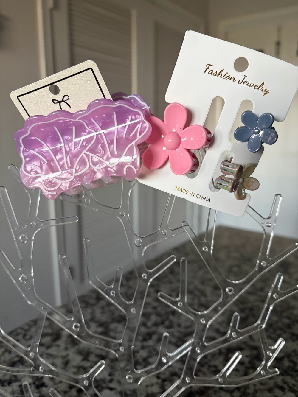 Floral Resin Hair Clips - Pink, Lavender, Blue